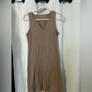 American Eagle Outfitters Ribbed Midi Dress in Taupe Brown